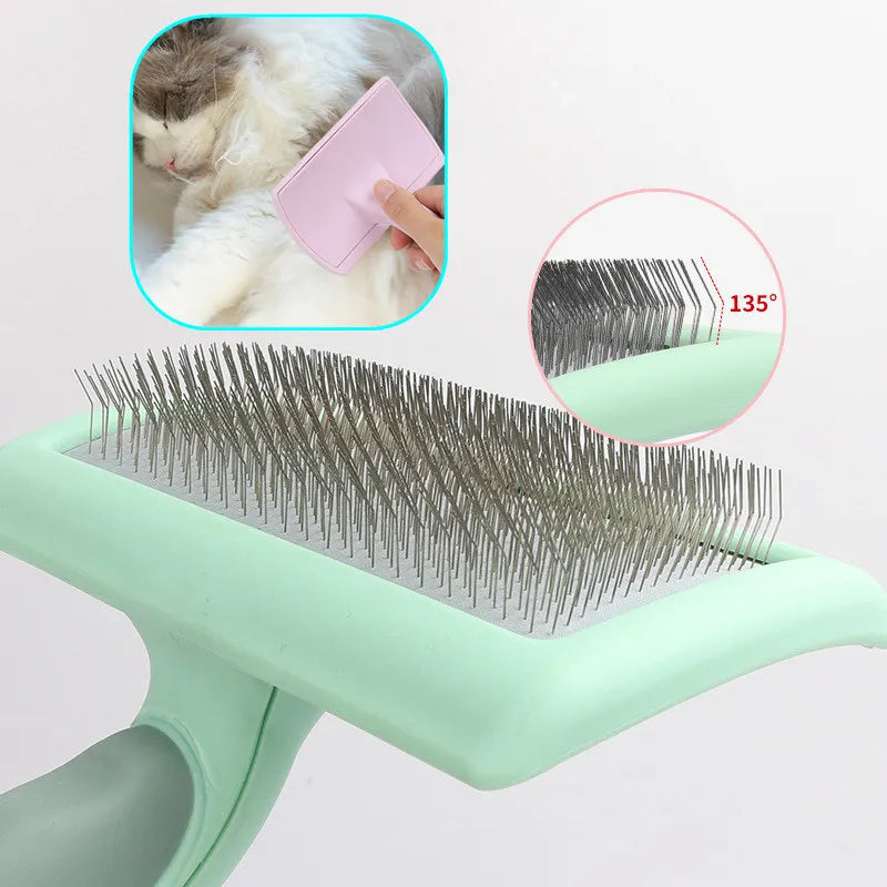 Stainless Steel Pet Grooming Brush – Shedding & Massage Comb for Dogs & Cats