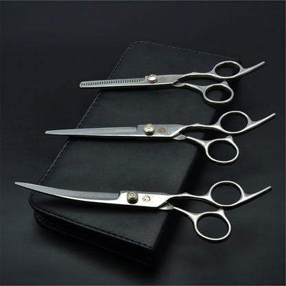 7'' Professional Dog Grooming Scissors Hair Cutting Shears Curved Thinning Comb Cat Pet Salon Hairdressing Japan Steel Z4001