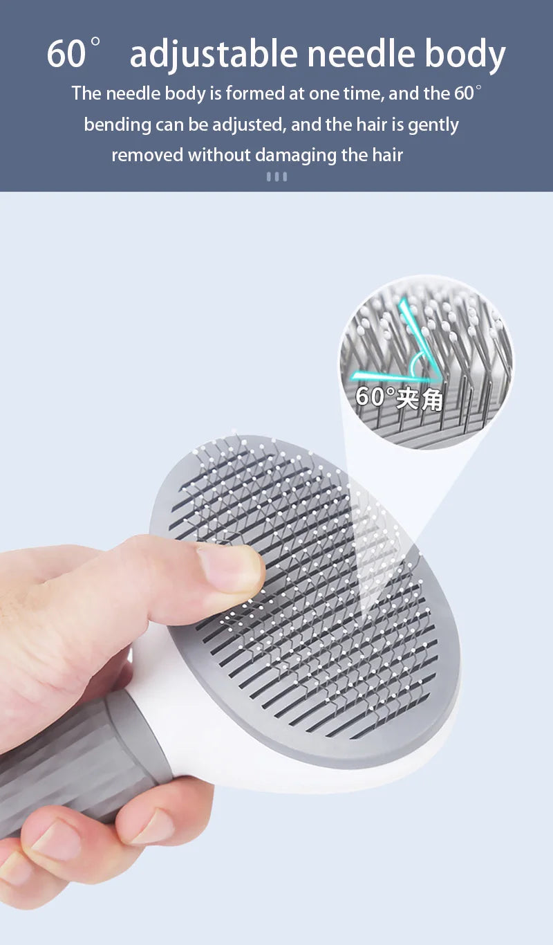 Stainless Steel Pet Grooming Brush – Hair Removal Comb for Long-Haired Dogs & Cats