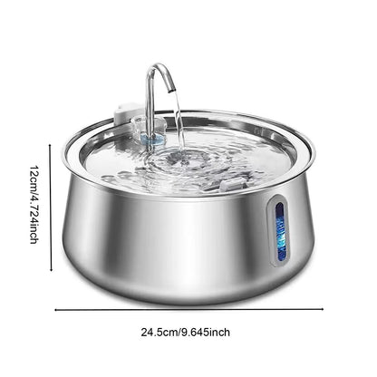 4L Stainless Steel Pet Water Fountain – Ultra-Quiet Automatic Dispenser for Cats & Dogs