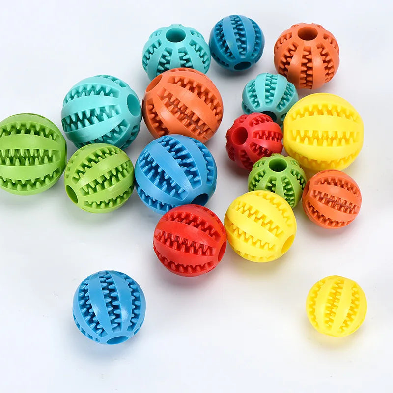 Interactive Rubber Dog Ball – Chewing Toy & Treat Dispenser for Puppies & Cats