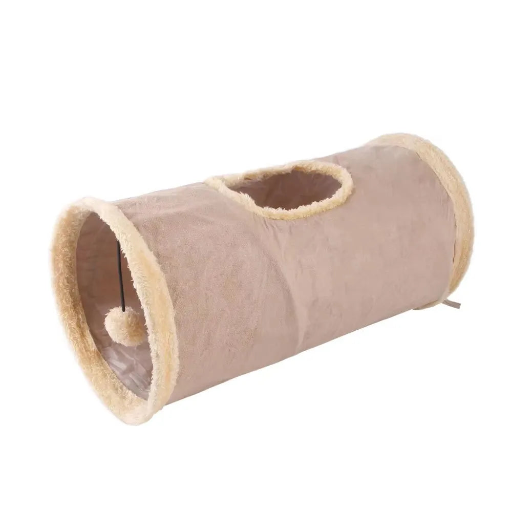 Collapsible Suede Cat Tunnel – Interactive Hide & Play Toy for Kittens, Puppies & Rabbits