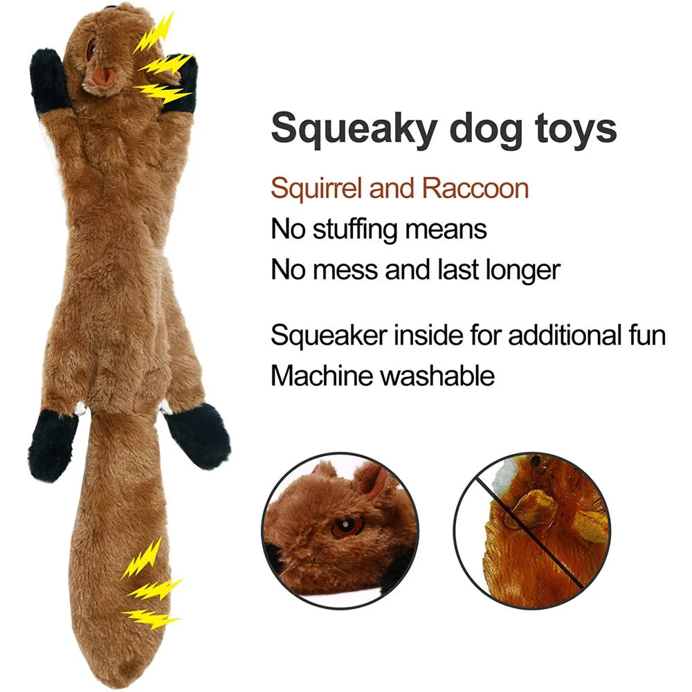 Stuffing-Free Squeaky Dog Toy – Durable Plush Crinkle Chew Toy for Small & Large Dogs