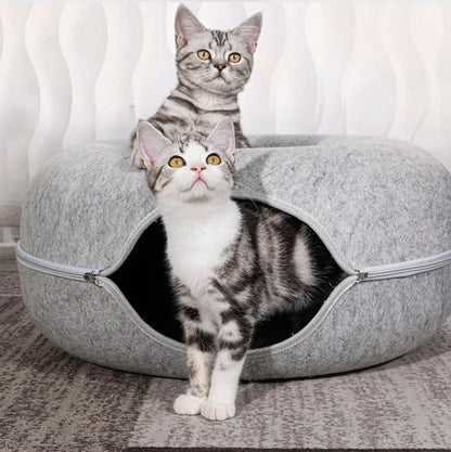 Donut Cat Tunnel Bed – Interactive Hideaway & Cozy Sleeping Nest