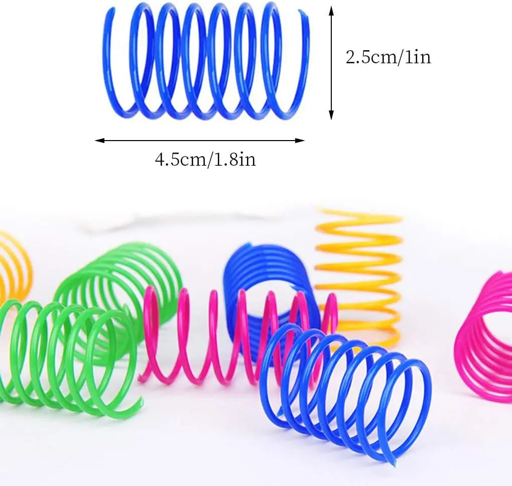 4/200PCS Cat Spring Toys – Interactive Colorful Spiral Coils for Kittens & Indoor Play