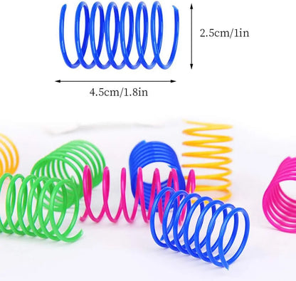 4/200PCS Cat Spring Toys – Interactive Colorful Spiral Coils for Kittens & Indoor Play