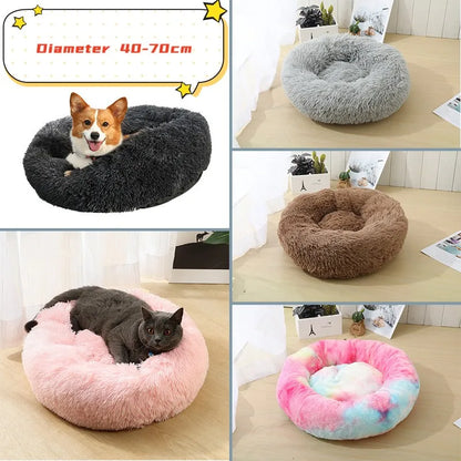 Ultra-Soft Plush Donut Cat Bed – Washable & Calming Pet Sleeping Nest for Cats & Small Dogs