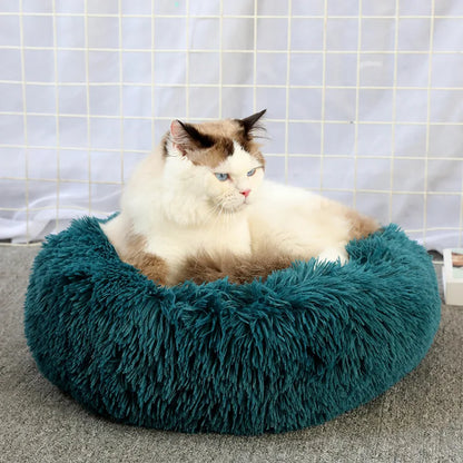 Ultra-Soft Plush Donut Cat Bed – Washable & Calming Pet Sleeping Nest for Cats & Small Dogs