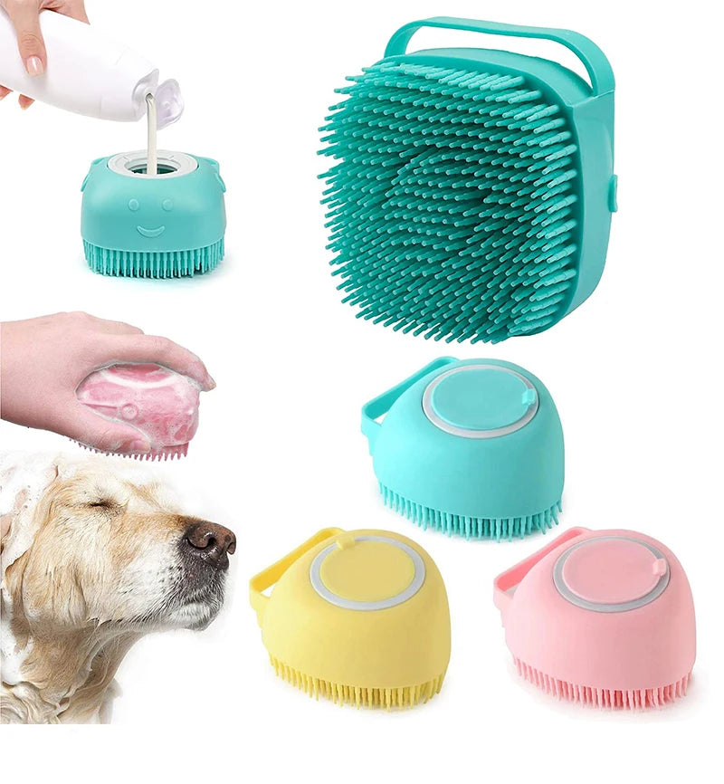 Silicone Dog Bath Brush Glove – 2-in-1 Shampoo Dispenser & Massage Tool