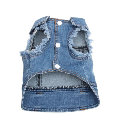 Stylish Denim Jacket for Dogs & Cats – Towable Jean Vest for Small Pets