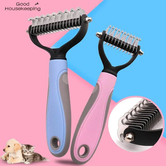 Double-Sided Pet Knot Cutter & Shedding Brush – Safe Detangling for Dogs & Cats