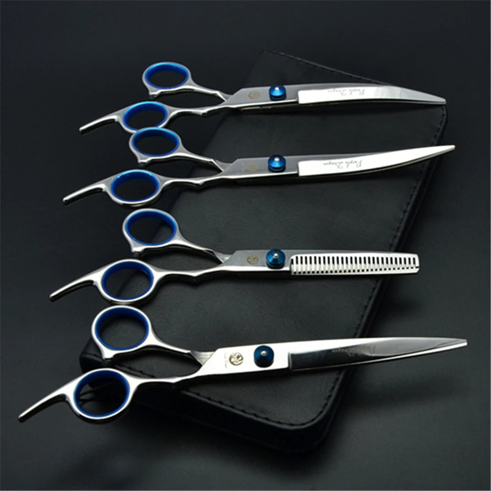 7'' Professional Dog Grooming Scissors Hair Cutting Shears Curved Thinning Comb Cat Pet Salon Hairdressing Japan Steel Z4001