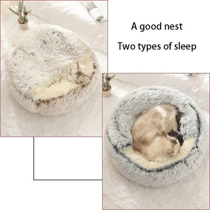 Semi-Enclosed Plush Cat Bed – Soft & Cozy Shell Nest for Cats & Small Dogs