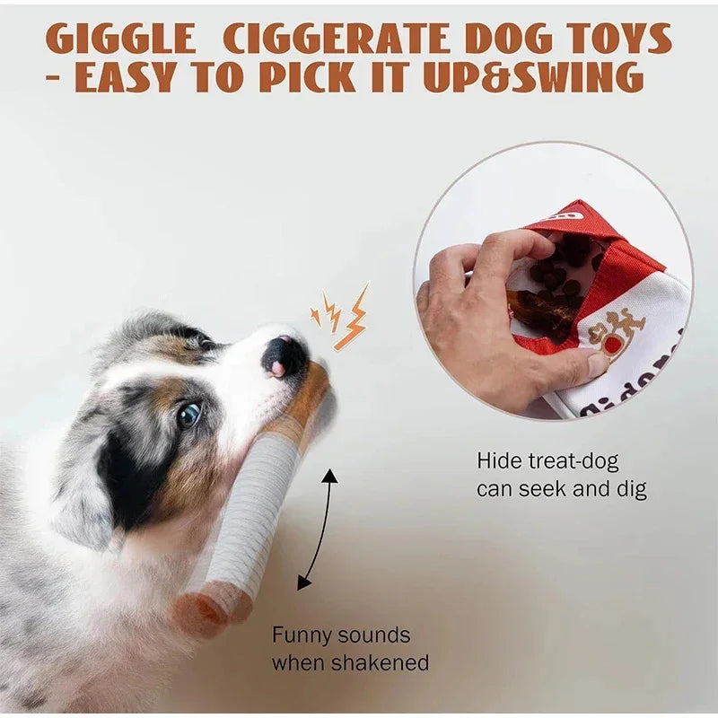 Creative Cigarette Interactive Giggles Dog Toys Funny Plush Chewing Toy with Squeaking Sound Dog Toy Cigaret Box Good Pet Gifts