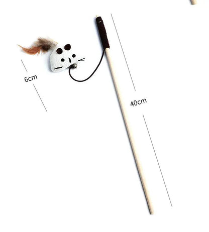 Interactive Feather Cat Wand – Colorful Teaser Stick for Kittens & Cats