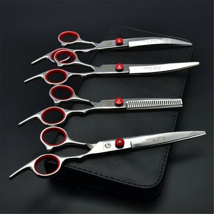 7'' Professional Dog Grooming Scissors Hair Cutting Shears Curved Thinning Comb Cat Pet Salon Hairdressing Japan Steel Z4001