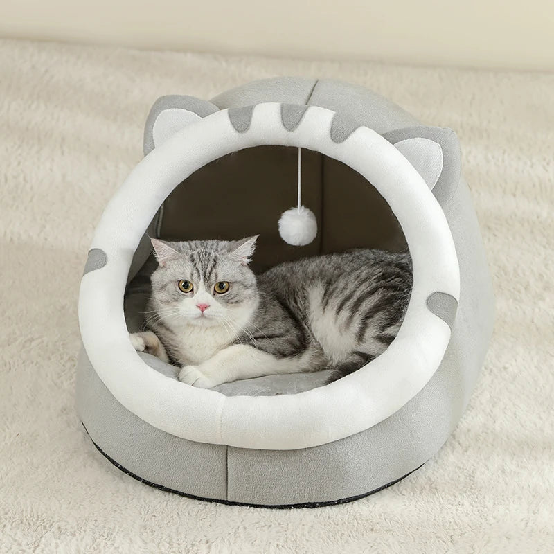 Cozy Cat Cave Bed – Warm Enclosed Sleeping House for Cats & Small Dogs