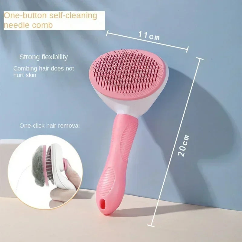 Premium Pet Hair Remover Brush – Stainless Steel Grooming Comb for Dogs & Cats – Non-Slip Grip & Effective Shedding Tool