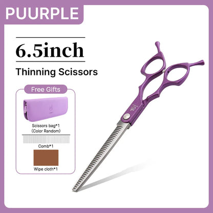 6.5'' Professional Pet Grooming Scissors – Curved & Thinning Shears Set