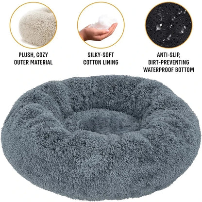 Ultra-Soft Plush Donut Cat Bed – Washable & Calming Pet Sleeping Nest for Cats & Small Dogs