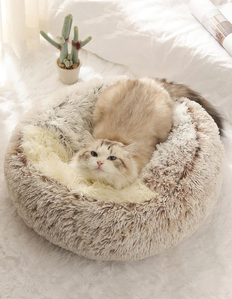 Cozy Semi-Enclosed Plush Cat Bed – Warm & Comfortable Nest for Cats & Small Dogs