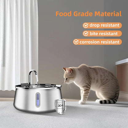 4L Stainless Steel Pet Water Fountain – Ultra-Quiet Automatic Dispenser for Cats & Dogs