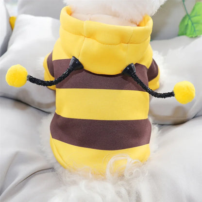 Adorable Bee Costume Hoodie – Soft Fleece Outfit for Dogs & Cats