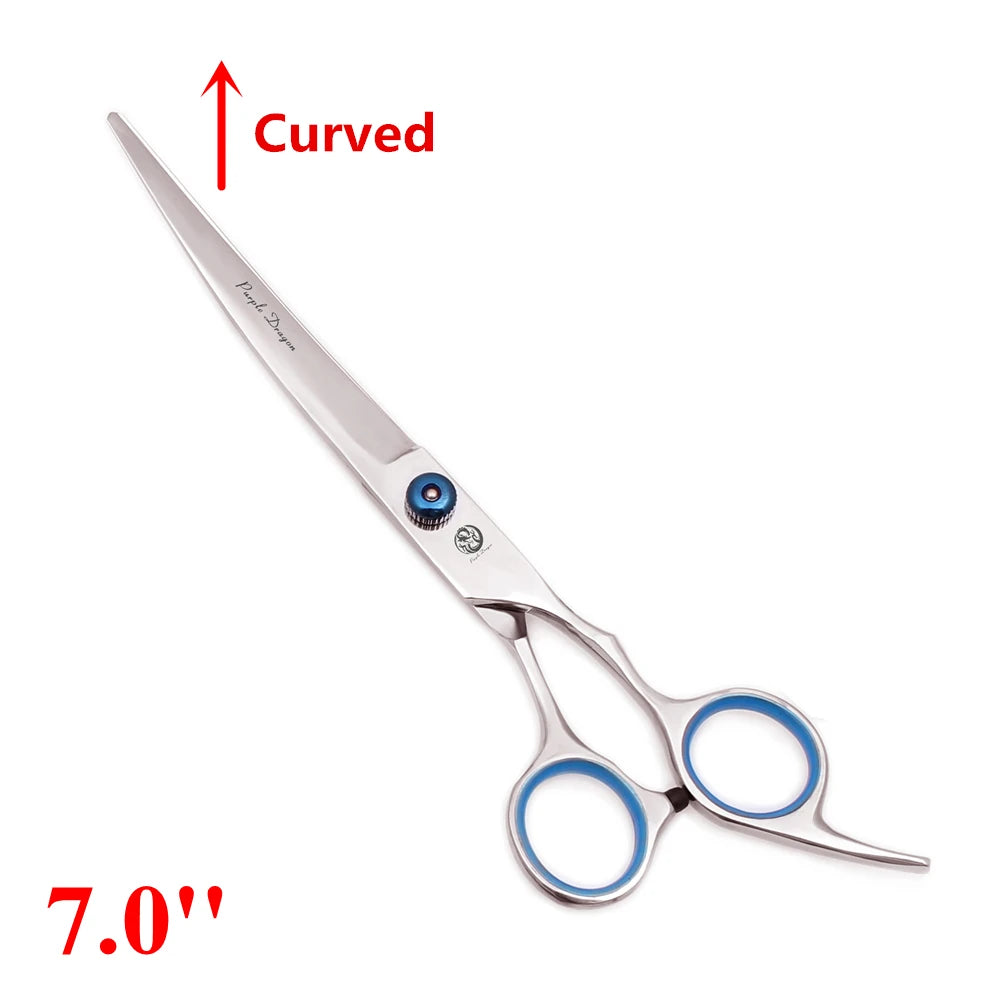 7'' Professional Dog Grooming Scissors Hair Cutting Shears Curved Thinning Comb Cat Pet Salon Hairdressing Japan Steel Z4001