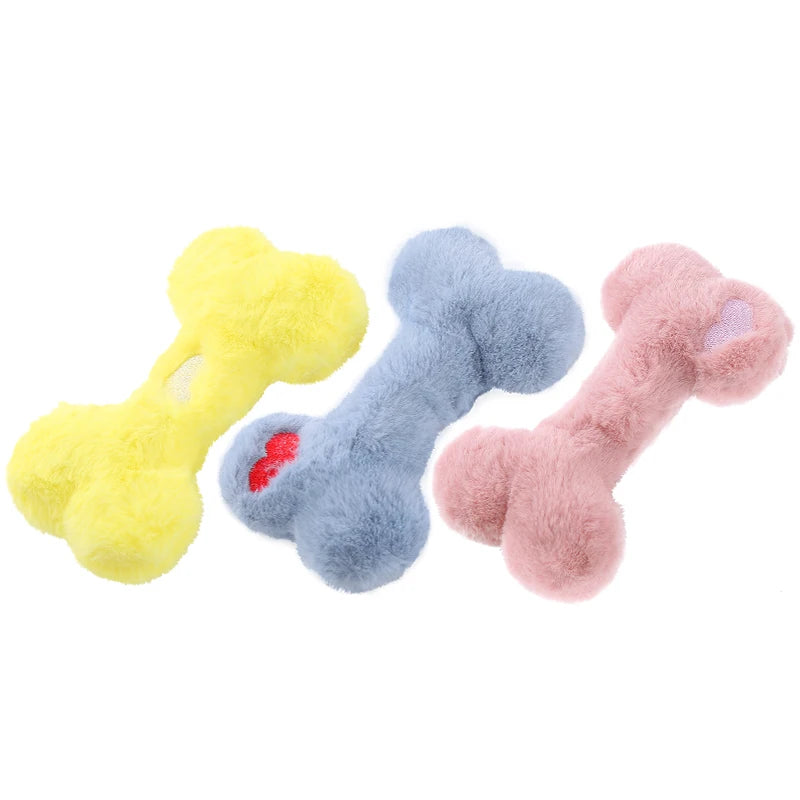 Plush Squeaky Love Bone Dog Toy – Bite-Resistant & Interactive Chew Toy for Puppies & Dogs