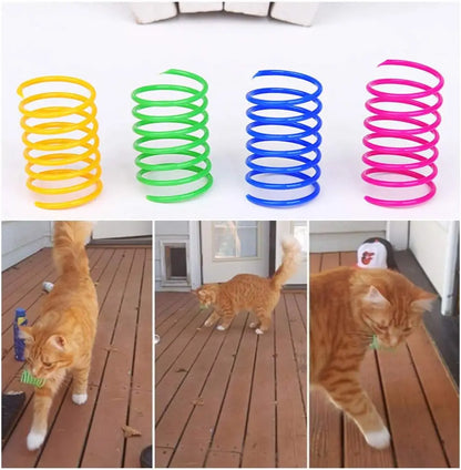 4/200PCS Cat Spring Toys – Interactive Colorful Spiral Coils for Kittens & Indoor Play