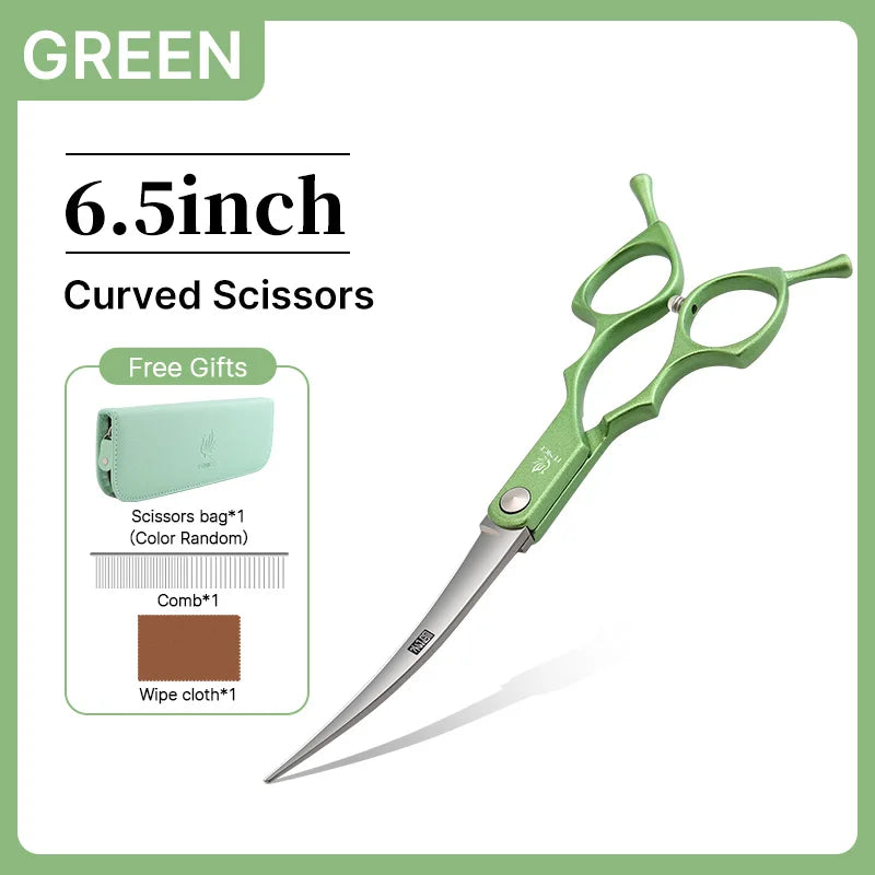 6.5'' Professional Pet Grooming Scissors – Curved & Thinning Shears Set