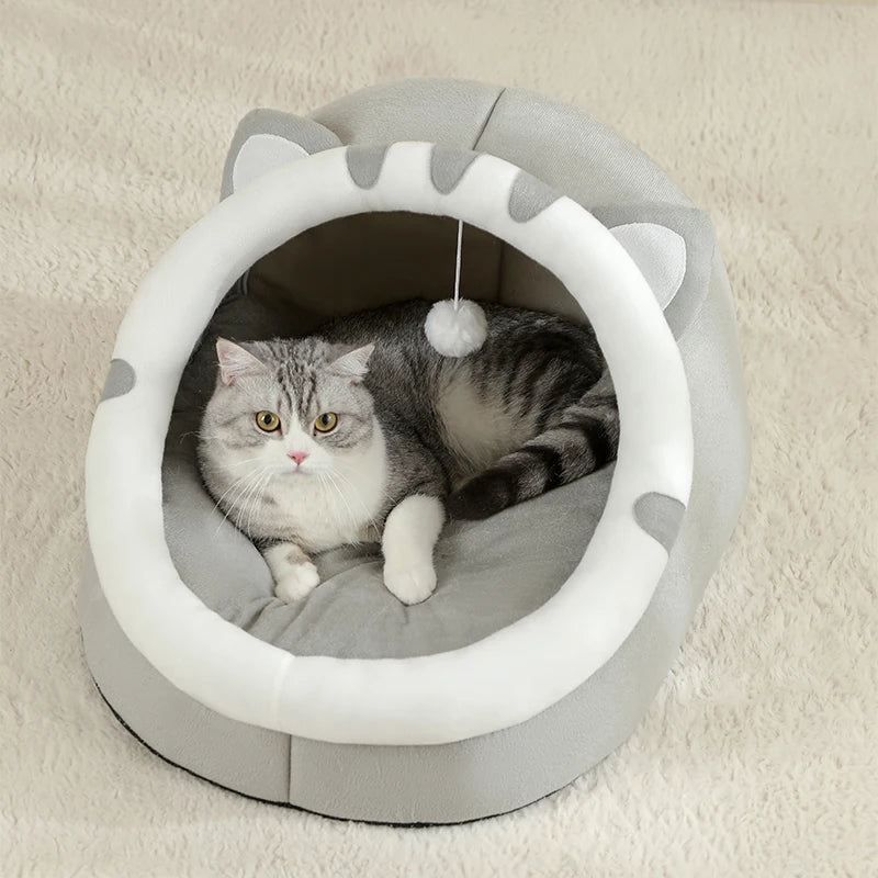 Cozy Cat Cave Bed – Warm Enclosed Sleeping House for Cats & Small Dogs