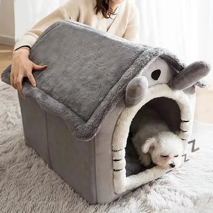 Foldable Pet House – Washable Cat & Dog Sleeping Cave with Removable Cushion