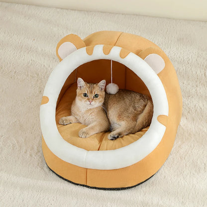 Cozy Cat Cave Bed – Warm Enclosed Sleeping House for Cats & Small Dogs