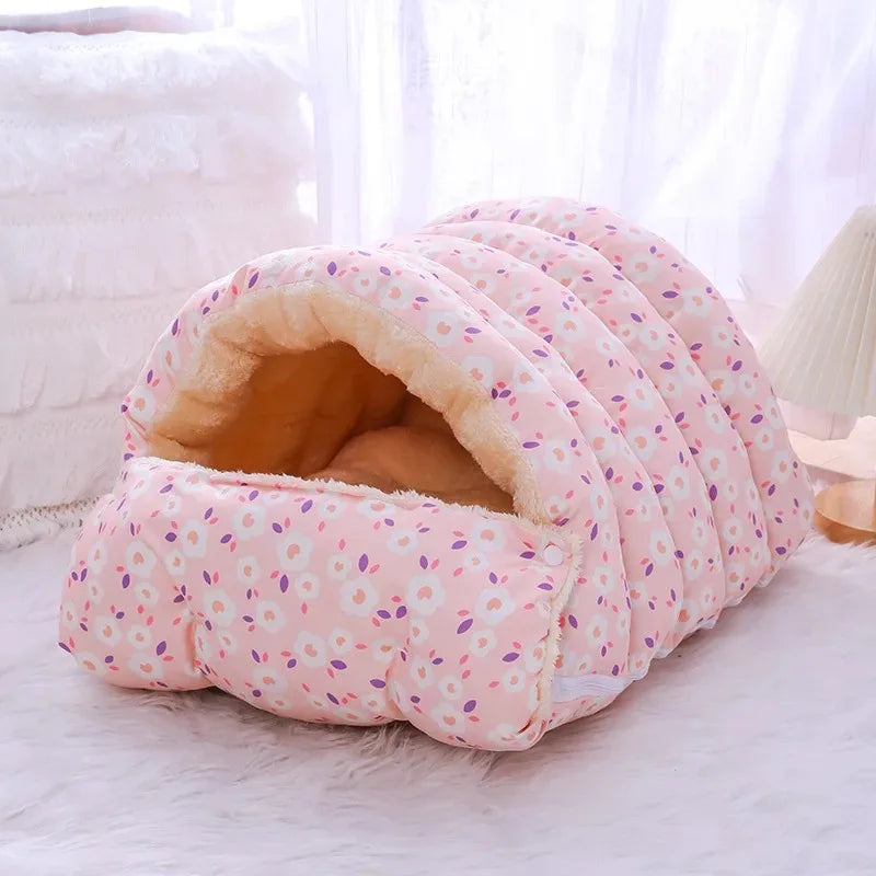 Warm Winter Cat Bed – Cozy Plush Sleeping Cushion for Kittens & Small Dogs