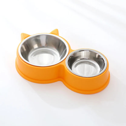 Stainless Steel Double Pet Bowl – Food & Water Feeder for Cats & Dogs