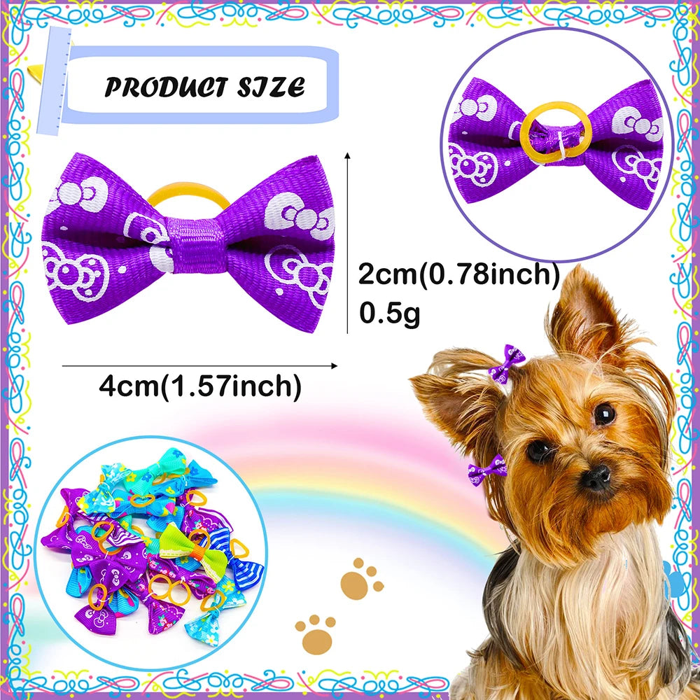 30PCS  Pet Dog Cat Puppy Grooming Bows Pet Hair Accessories Decorate Hair for Small Dog Hair Rubber Band Dog Supplier