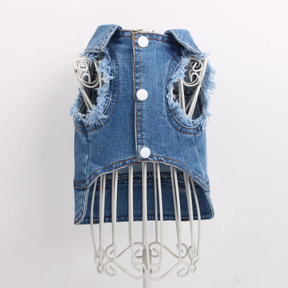 Stylish Denim Jacket for Dogs & Cats – Towable Jean Vest for Small Pets