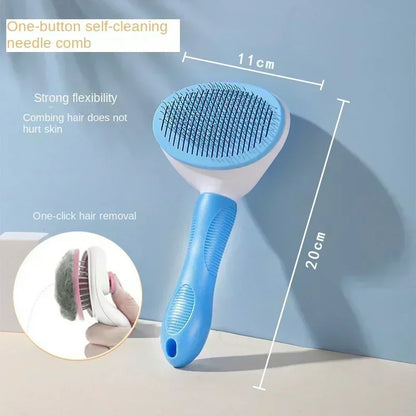 Premium Pet Hair Remover Brush – Stainless Steel Grooming Comb for Dogs & Cats – Non-Slip Grip & Effective Shedding Tool