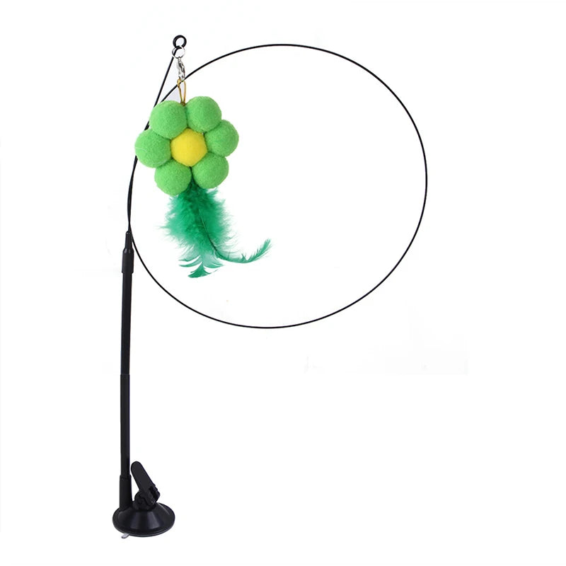 Interactive Feather Bird Cat Toy – Suction Cup Teaser Wand with Bell for Kittens & Cats