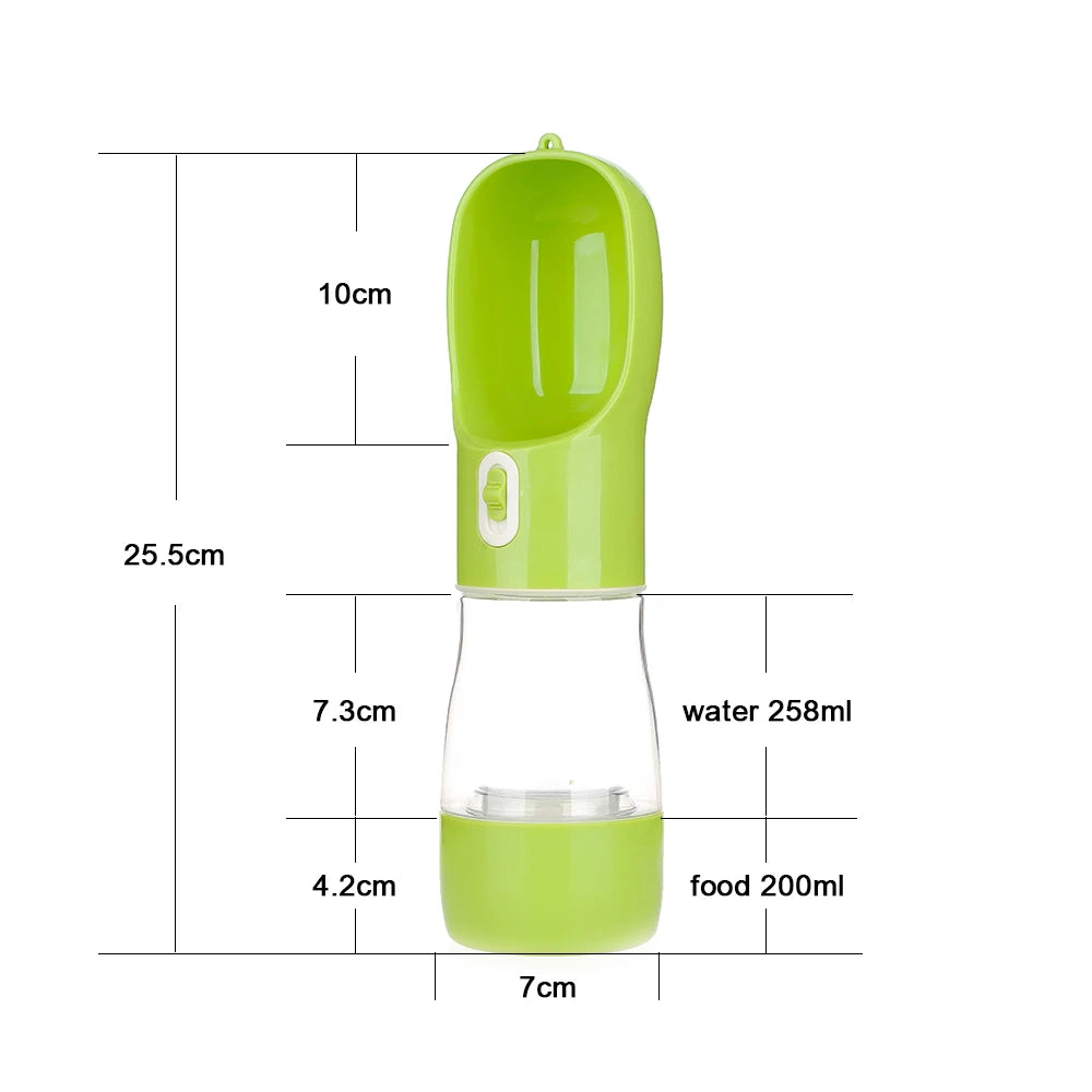 Portable Dog Water Bottle & Food Container – 2-in-1 Travel Feeder & Drinking Dispenser for Pets