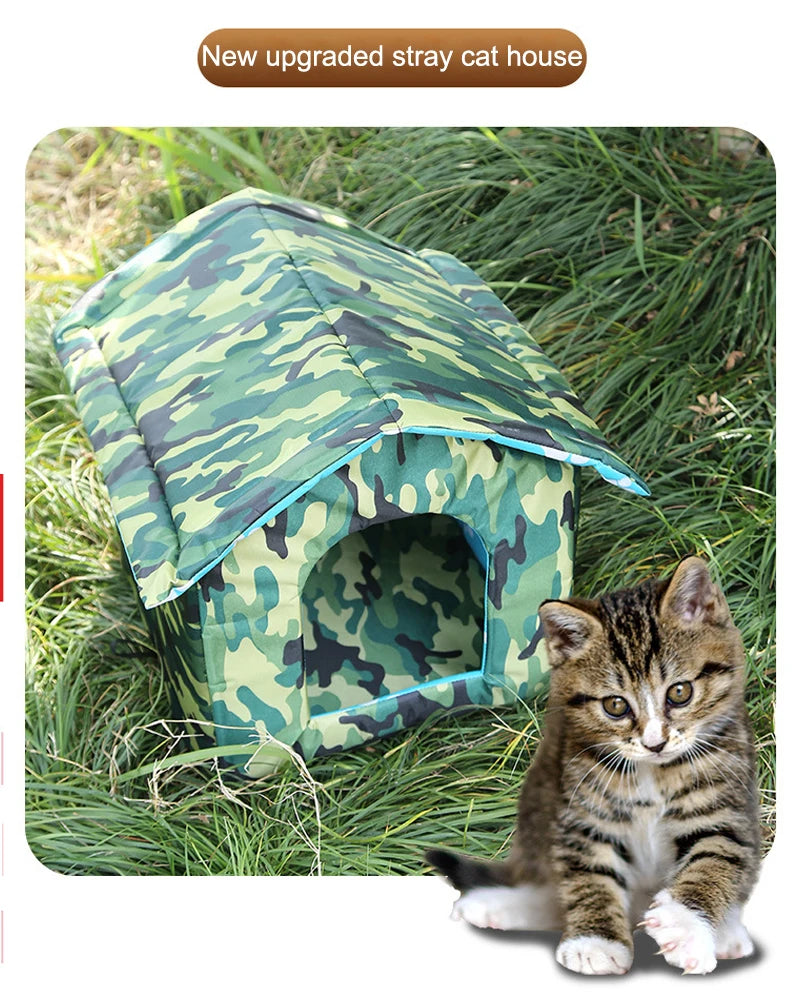 Waterproof Outdoor Cat House – Winter Warm Foldable Pet Tent for Small Dogs & Cats