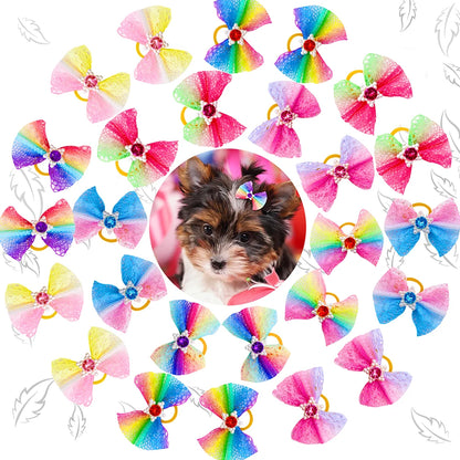 30PCS  Pet Dog Cat Puppy Grooming Bows Pet Hair Accessories Decorate Hair for Small Dog Hair Rubber Band Dog Supplier