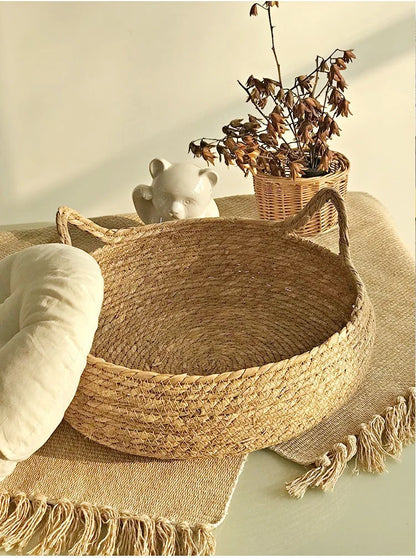 Handwoven Rattan Cat Bed – Cozy & Washable Four-Season Pet Sleeping House