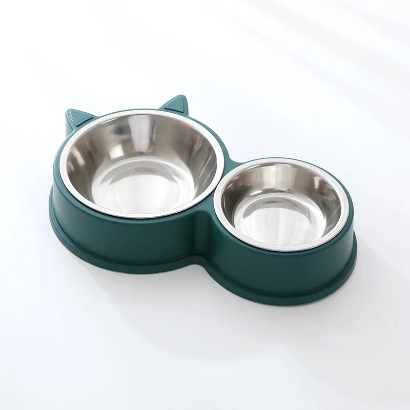 Stainless Steel Double Pet Bowl – Food & Water Feeder for Cats & Dogs