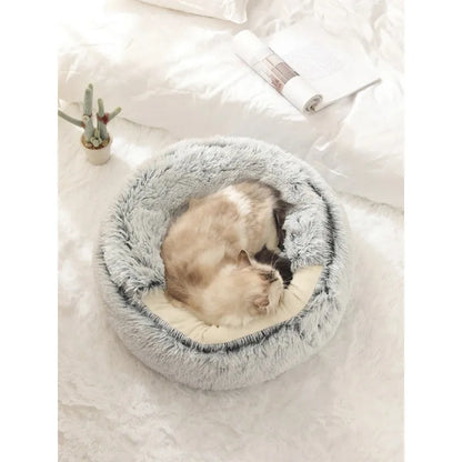 Semi-Enclosed Plush Cat Bed – Soft & Cozy Shell Nest for Cats & Small Dogs