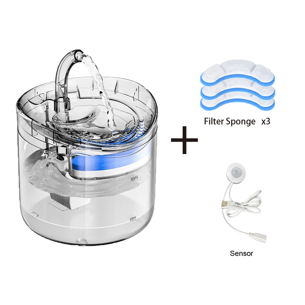 2L Automatic Pet Water Fountain – USB Powered Silent Drinking Bowl with Motion Sensor