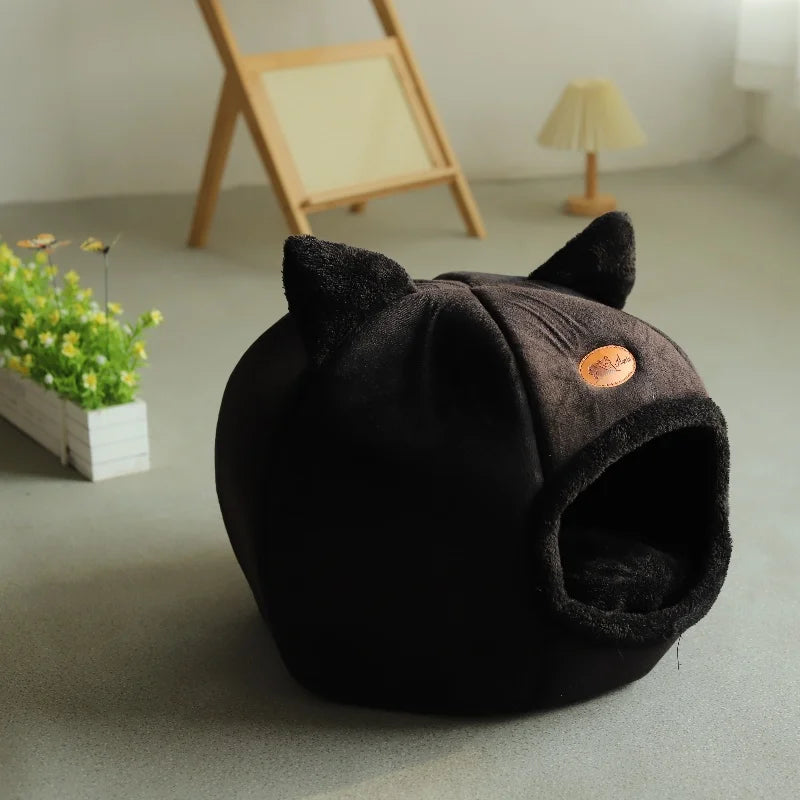 Cozy Winter Cat Bed – Deep Sleep Cave Nest for Cats & Small Dogs