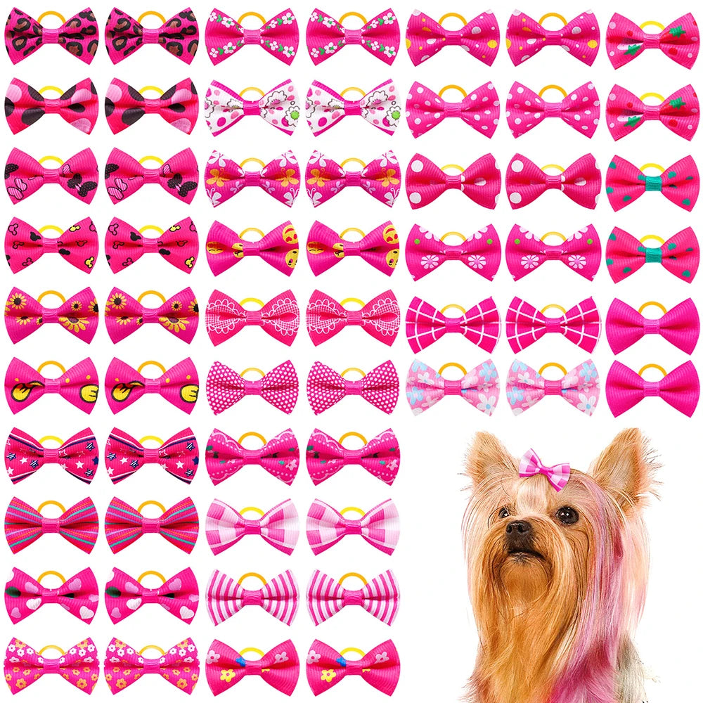 30PCS  Pet Dog Cat Puppy Grooming Bows Pet Hair Accessories Decorate Hair for Small Dog Hair Rubber Band Dog Supplier