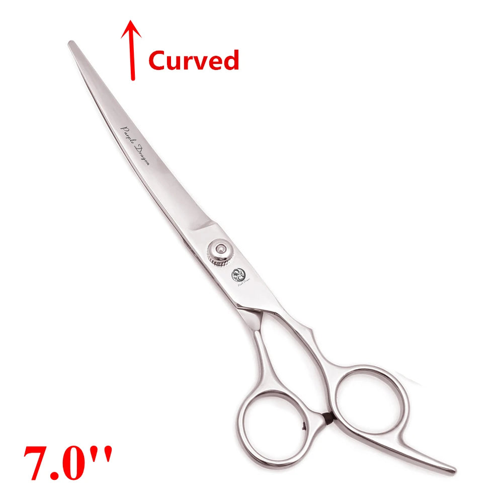 7'' Professional Dog Grooming Scissors Hair Cutting Shears Curved Thinning Comb Cat Pet Salon Hairdressing Japan Steel Z4001